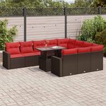 vidaXL Ensemble de canapés de jardin 11 Pièces et coussins rotin acacia