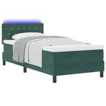 vidaXL Lit à ressort LED avec matelas Vert foncé 90 x 190 cm Velours
