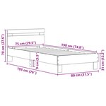 vidaXL Cadre de lit Chêne noir 75 x 190 cm Bois d'ingénierie