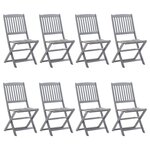 vidaXL Chaises pliables d'extérieur lot de 8 et coussins Bois d'acacia