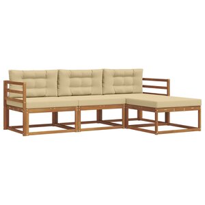 vidaXL Ensemble de canapés d'extérieur 4 Pièces Naturel et Beige