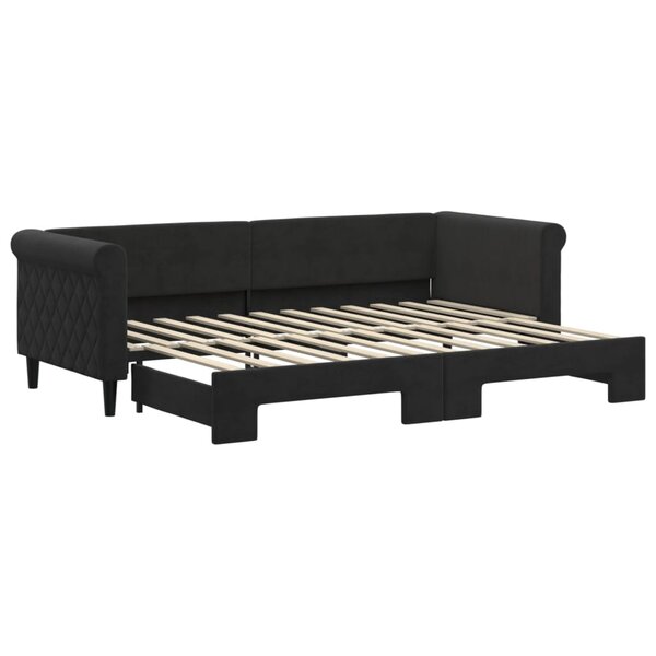 vidaXL Lit de jour avec lit gigogne noir 80x200 cm velours