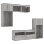 vidaXL Unités murales TV avec LED 5 Pièces gris sonoma bois d'ingénierie