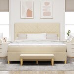 vidaXL Lit à Sommier avec Matelas & Banc Crème 180x200 cm Tissu