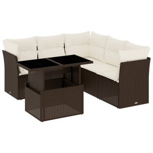 vidaXL Salon de jardin avec coussins 6 Pièces marron résine tressée