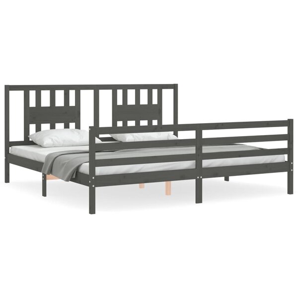 vidaXL Cadre de lit sans matelas gris 200x200 cm bois massif