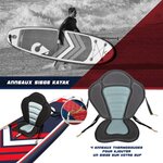 Paddle gonflable ambition 10'4 - 317x76x15 cm - stand up paddle avec pagaie  leash  pompe  anneaux de kayak et sac de transport