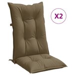 vidaXL Coussins de chaise à dossier haut lot de 2 taupe mélangé tissu