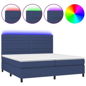 vidaXL Sommier à lattes de lit et matelas et LED Bleu 200x200 cm Tissu