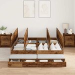 vidaXL Cadre de lit avec rangement Bois ancien 226 5 x 140 x 31 5 cm