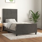 vidaXL Cadre de lit avec tête de lit Gris foncé 90x190 cm Velours