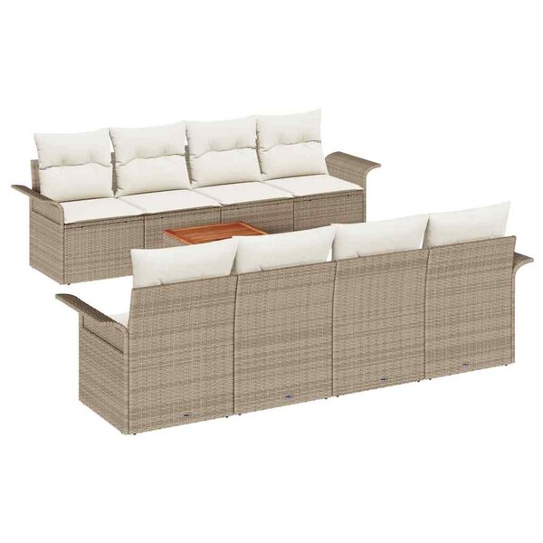 vidaXL Ensemble de canapé de jardin 7 Pièces Beige  Crème 55 x 55 x 37 cm