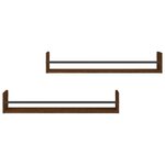 vidaXL Étagères murales avec barres 2 Pièces chêne marron 80x16x14 cm