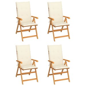 vidaXL Chaises de jardin lot de 4 avec coussins crème Bois teck solide