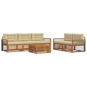 vidaXL Ensemble de canapés d'extérieur 6 Pièces Naturel et Beige