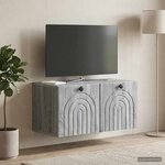 vidaXL Meuble TV mural Sonoma gris 59 5 x 31 x 30 cm Bois d'ingénierie