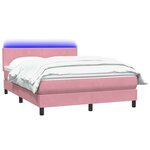 vidaXL Sommier à lattes de lit avec matelas et LED rose 160x220 cm velours