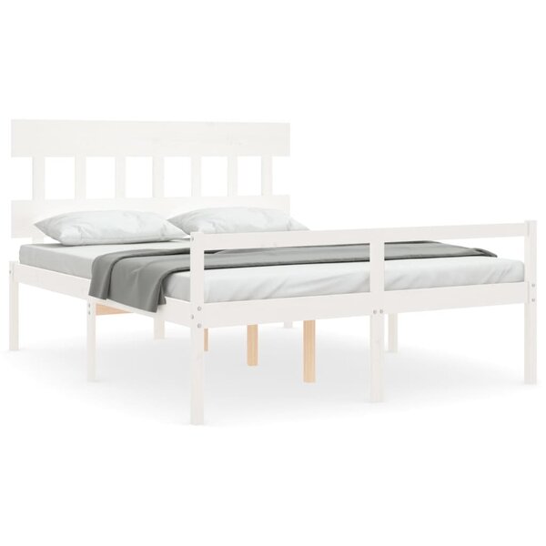 vidaXL Lit pour personne âgée sans matelas blanc 160x200cm bois massif