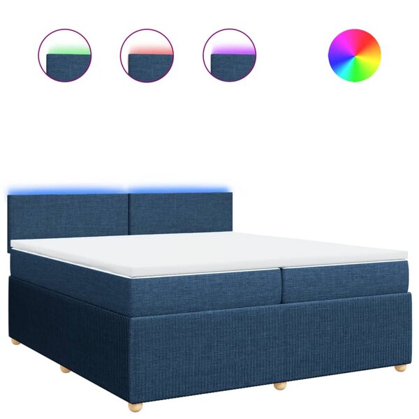 vidaXL Sommier à lattes de lit avec matelas Bleu 200x200 cm Tissu