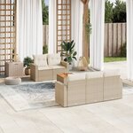 vidaXL Salon de jardin avec coussins 6 Pièces beige résine tressée