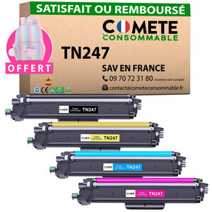 TN247 - Pack de 4 Toners Compatibles avec Brother TN247 Noir Cyan Magenta Jaune  - ENTREPRISE française