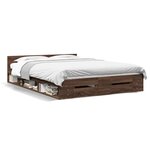 vidaXL Cadre de lit et tiroirs chêne marron 150x200 cm bois ingénierie