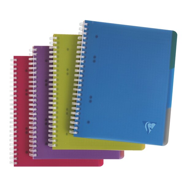 Cahier spirales linicolor evolutiv'book a5 16 x 21 cm perforé - petits carreaux - 180 pages - clairefontaine