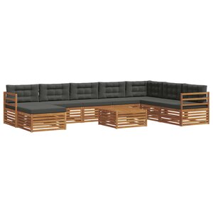 vidaXL Ensemble de canapés d'extérieur 9 Pièces Naturel et Anthracite