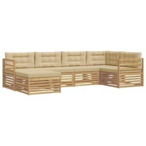 vidaXL Ensemble de canapés d'extérieur 6 pc Blanc et Beige Polyester