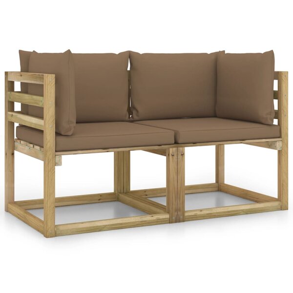 vidaXL Canapés d'angle de jardin 2Pièces et coussins Pin imprégné de vert