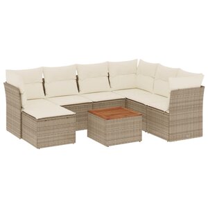 vidaXL Salon de jardin avec coussins 8 Pièces beige résine tressée
