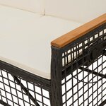 vidaXL Ensemble de canapés inclinables de jardin Noir et blanc crème