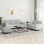 vidaXL Ensemble de canapés 3 Pièces avec coussins gris clair velours