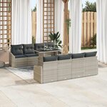 vidaXL Ensemble de canapé de jardin 9 Pièces Gris clair polyrotin