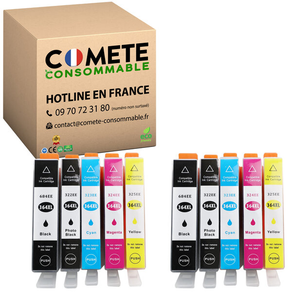 CARTOUCHE 364XL - lot de 10 Compatibles avec HP- COMETE Entreprise française