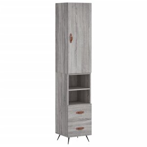 vidaXL Buffet haut Sonoma gris 34 5x34x180 cm Bois d'ingénierie