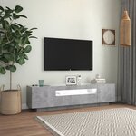 vidaXL Meuble TV avec lumières LED gris béton 160x35x40 cm