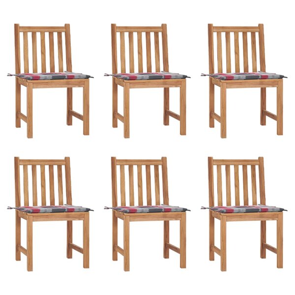 vidaXL Chaises de jardin 6 Pièces avec coussins Bois de teck massif