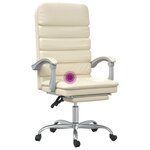 vidaXL Fauteuil de massage inclinable de bureau Crème Similicuir