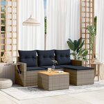 vidaXL Salon de jardin 5 Pièces avec coussins gris résine tressée