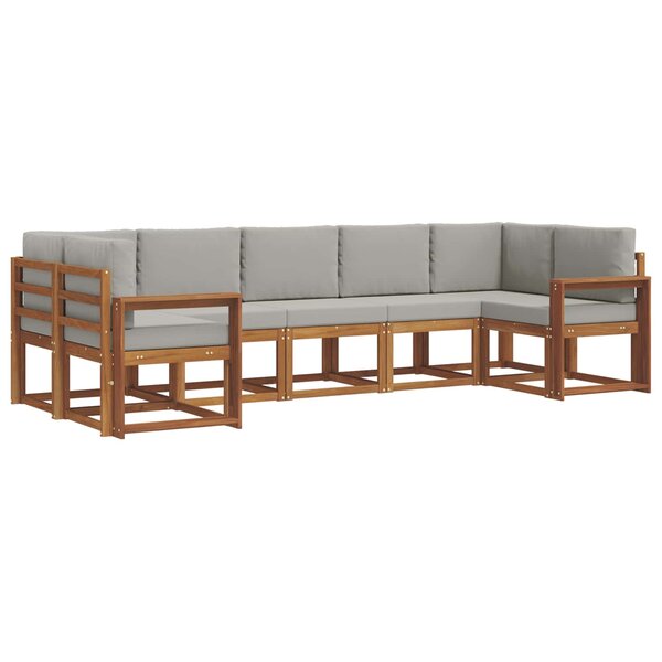 vidaXL Ensemble de canapés d'extérieur 7 pc Naturel et gris clair