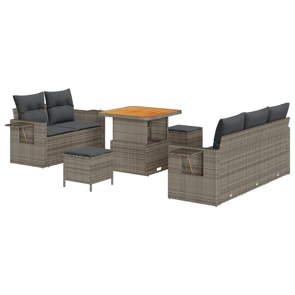 vidaXL Ensemble de canapé de jardin 8 Pièces Gris 80 x 80 x 71 cm