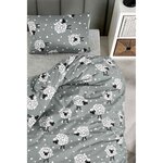 Parure de lit - housse de couette 220 x 240 + 2 taies d'oreiller 60 x 60 65 coton- Gris