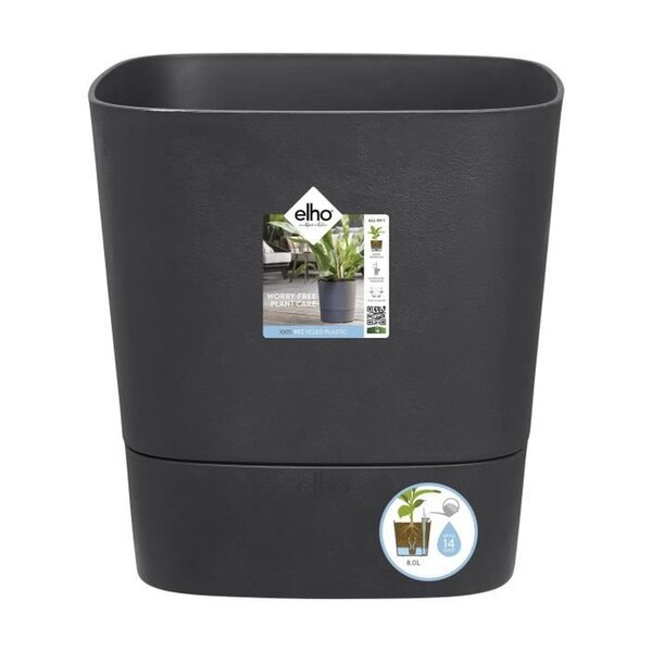 Pot de fleur Plastique Carré Greensense Aqua Care Gris Charbon 38 x 38 x 38 9 cm 31 L