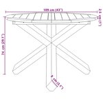 vidaXL Table de jardin Ø109x74 cm bois de teck solide