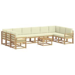 vidaXL Ensemble de canapés d'extérieur 11 Pièces Blanc et crème