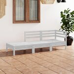 vidaXL Salon de jardin 3 Pièces Blanc Bois de pin massif