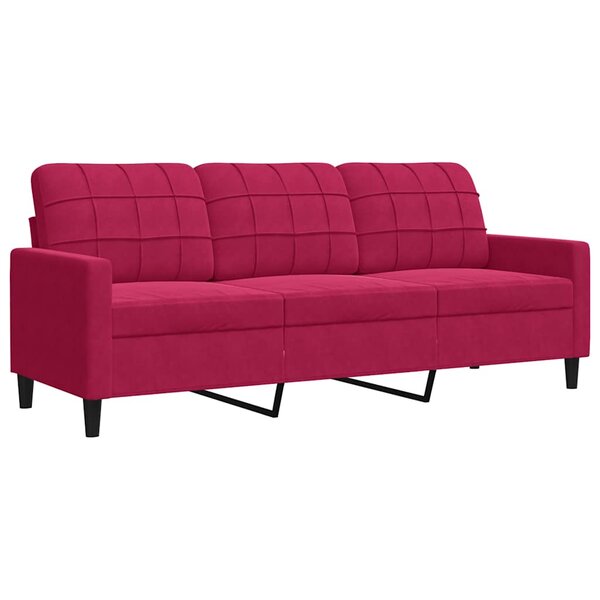 vidaXL Canapé à 3 places Rouge bordeaux 180 cm Velours