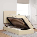 vidaXL Lit avec rangement et matelas Crème 90 x 200 cm Polyester
