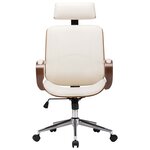 vidaXL Chaise de bureau avec appuie-tête Crème Similicuir et bois
